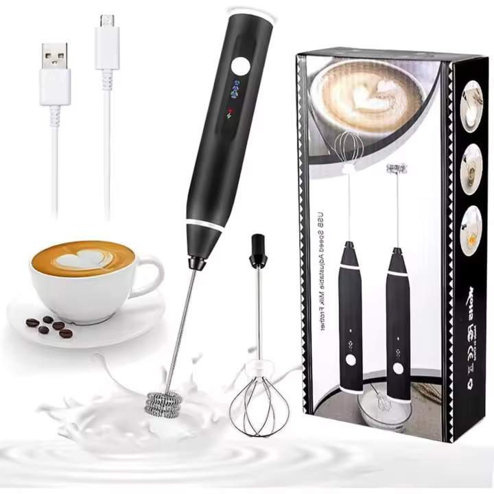 Espumador de Leche Recargable por USB, Mini Batidora de Huevo, Batidor Electrico 2 en 1, 2 Puntas de Diferentes Uso y 3 Velocidades, Para Prepararte un Leche Espumosos y Cremosos, Es imprescindible para un Desayuno Perfecto, Ideal para un Cafe Macchiato - 1
