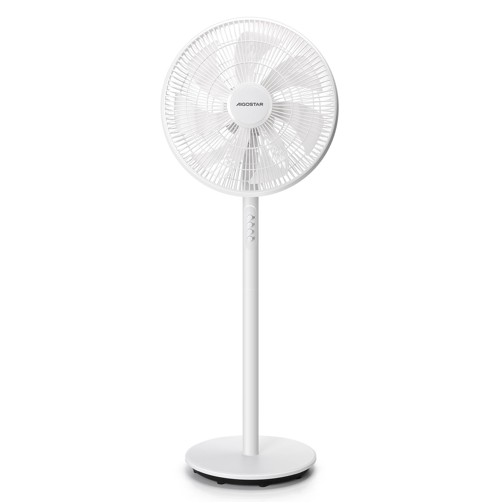 Aigostar Ventilador de Pie, 7 Aspas y 40 cm de Diámetro, 2 en 1 Ventilador de Pie & Ventilador de Sobremesa, 45W,  Oscilante 90°, 3 Velocidades y Altura Ajustable 70/110cm, Brisk.