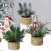 XIYA FLOWER Plantas Artificiales Rojas De Navidad Con Bayas Y Hojas Verdes En Maceta Material PE Decoración Para El Hogar - details 2