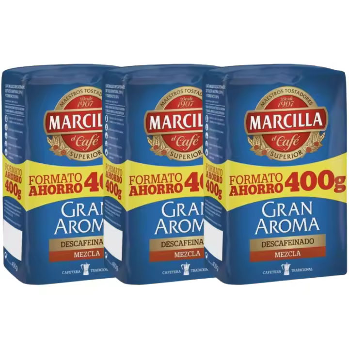 Pack de 3 Marcilla molido Gran Aroma Descafeinado Mezcla 50/50 Formato Ahorro 400 gramos - 1