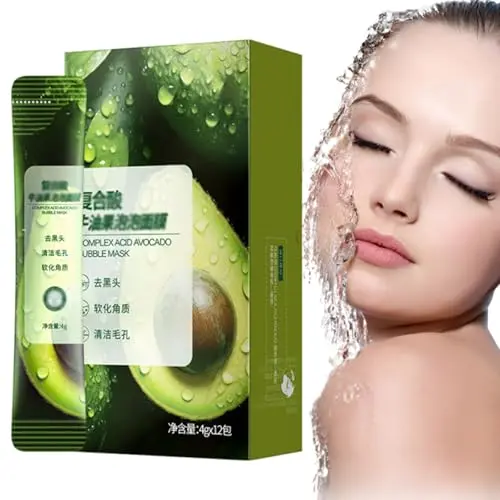 Mascarilla facial de aguacate, mascarilla facial limpiadora de burbujas con complejo ácido de aguacate, mascarilla de burbujas de aguacate, mascarilla de barro con esencia de limpieza profunda, mascarilla de espuma limpiadora de aguacate con complejo - 1