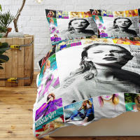 Set De Fundas Para Edredón Y Almohadas Reversibles De 3 Piezas Con Estampado De Mujer Cantante Rubio Y Guitarra Funda Para Edredón Y Dos Fundas De Almohada Material Poliéster Suave Moderno - details 5