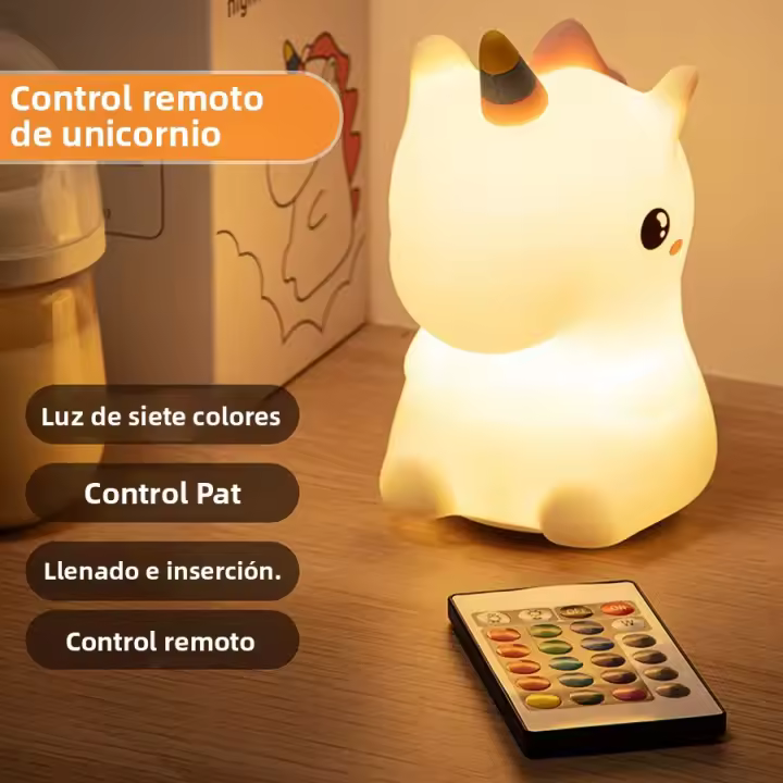 Lámpara Nocturna De Silicona Unicornio Para Niños Luz LED Recargable Por USB Decoración De Habitación Animales De Peluche Regalo Para Niños - 1