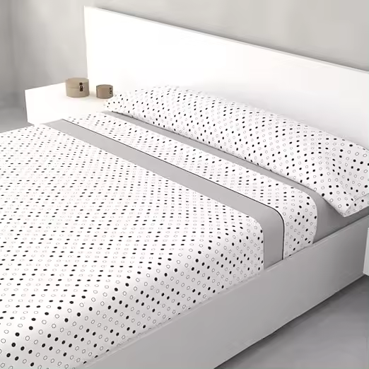 Juego de sábanas ligero, suave, fresco. Azul, Beige. Juego de Cama 100% Microfibra tacto Satén. Cama de 150, 135, 90 y 105. Primavera, Verano. Dormitorio Elegante, Alegre, Colorido,Luz - 1