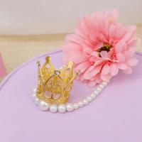 Mini Corona De Pastel Decoración De Boda Cumpleaños Para Niños Adorno De Cabello Con Tiara De Perlas Tamaño a 4.1*3.4*3.1cm - details 6
