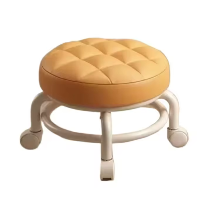 Banco Bajo Con Rodillo De Piel Resistente Y Impermeable Silla Portátil Con Cojín De Espuma Redonda Para El Hogar Accesorios De Muebles Modernos Y Minimalistas - 1