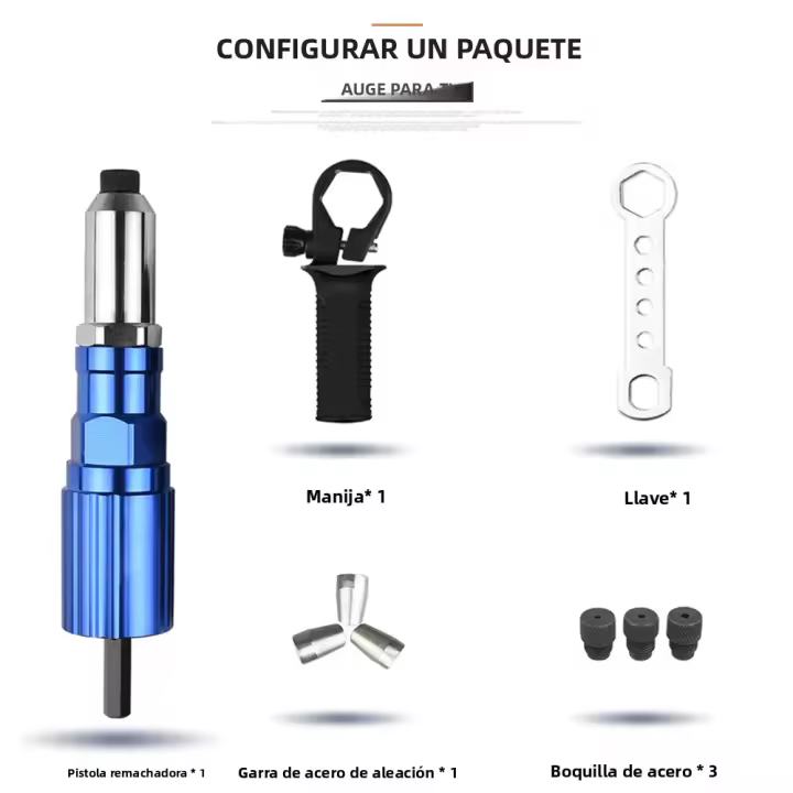 Pistola De Remache Eléctrica Sin Cable 2.4mm-4.8mm Con Adaptador De Taladro Herramienta De Remache Para Hogar DIY - 1