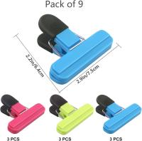 Food Bag Clips for Food Storage Set of 9 Food Clips Kitchen Storage Clip Seal Clips,Sturdy,Airtight,Reusable 3 Colours for Keeping Food Fresh - Ideal - details 0