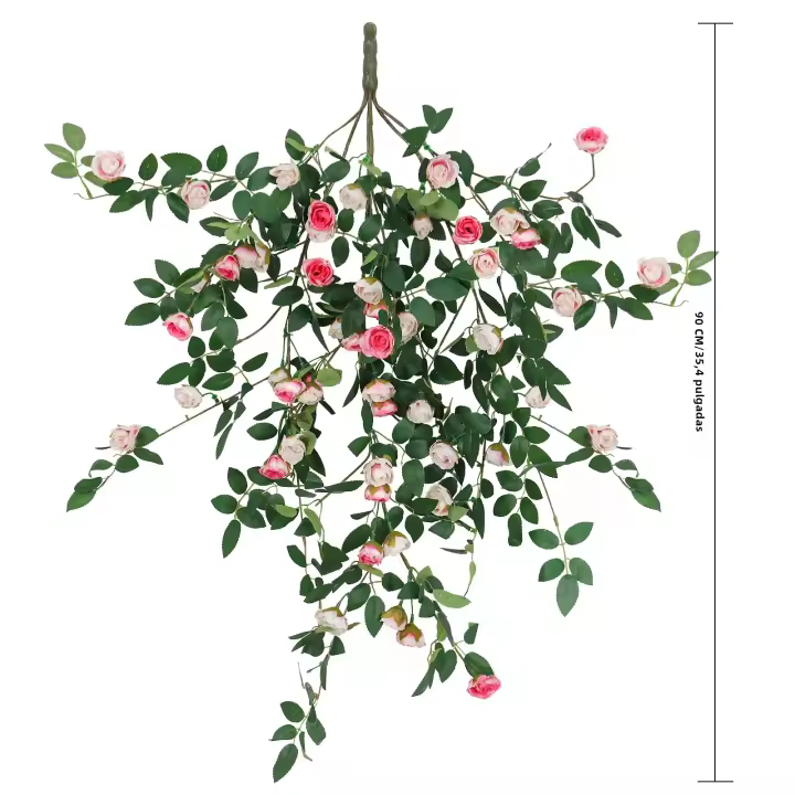 Rosa Artificial Colgante De Encaje UV Resistente Para Interior Exterior Jardín Porche Boda Decoración De Pared Flor Falsa De Seda Para Aniversario Baño Fiesta - 1