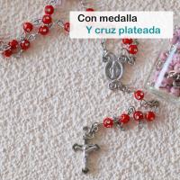 Pack de 6 a 36 unidades de Rosario católico para comunión,6 colores, Colgante de rosario presentado en frasco de cristal, Cruz de metal, Detalles comunión para invitados, Detalles de comunión niño y niña, Regalantes.com - details 3