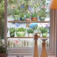 Pegatinas De Ventana Para Decoración De Hogar Con Plantas Verdes Minimalistas Y Frescas Autoadhesivas Para Vidrio De Las Ventanas - details 3
