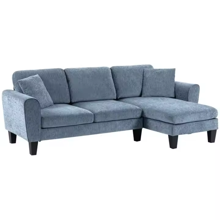 Sofá chaiselongue Diva Homcom 3 plazas reversible azul oscuro 87x230x138 cm - 1