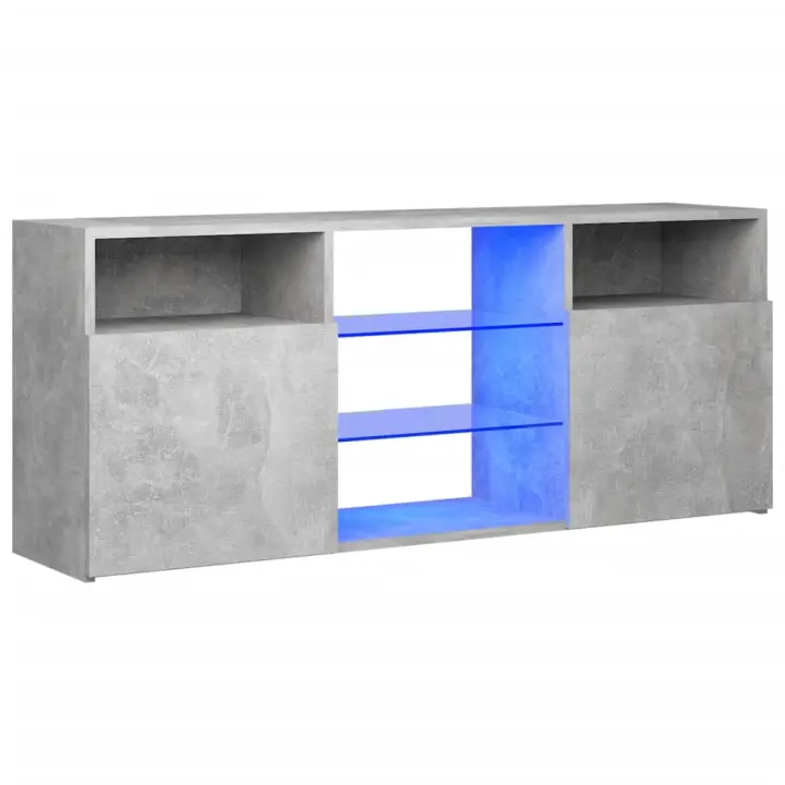 Mueble de TV con luces LED gris hormigón 120x30x50 cm - 1