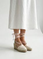 Calzados soraia, Sandalias Alpargatas de Cuña para Mujer con Tiras Cruzadas y Cordones para Atar al Tobillo, Calzado de Verano Bohemio - details 16
