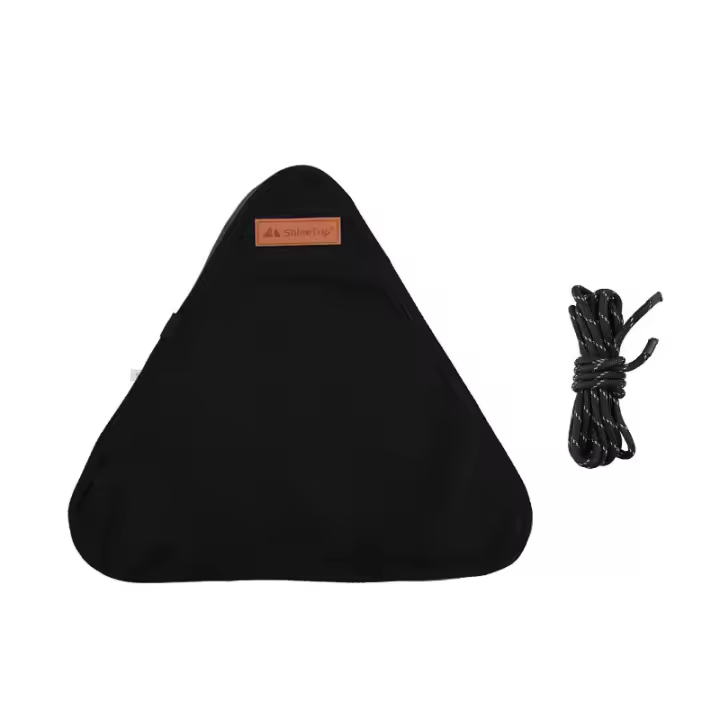 Taburete Plegable Triangular para Camping y Barbacoa - Tela Oxford - Negro - 1