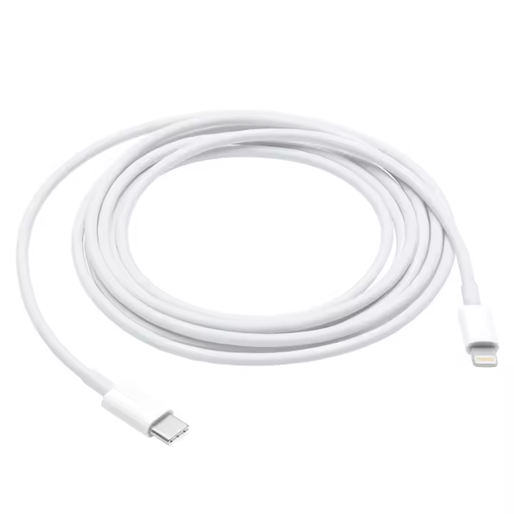 DAM. Cable de datos y carga Tipo C a Lightning 8 pins (macho). Carga rápida, 3A, 20W, 2 metros. 200x1x0,8cm - 1