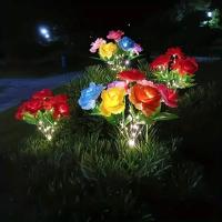 1 Rama De Rosas Solares De 7 Cabezas Luz De Jardín LED Para Decoración De Ambiente Insertada En El Suelo Para Camino Patio Jardín - details 2
