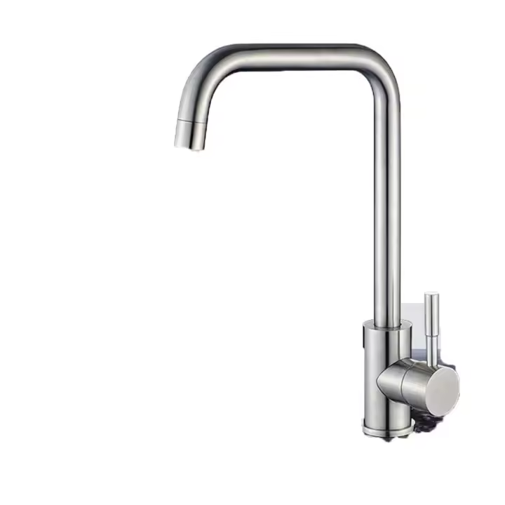Kitchen Sink Mixer Tap with 360° Swivel Spout Durable Brass Brushed Stainless Steel Anti-Footprint Kitchen Faucets with ABS Aerator Great Value - 1