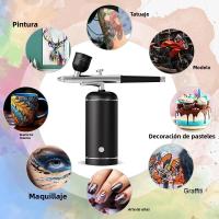 Pistola De Pulverización Portátil Para Uñas Con Compresor De Pintura Para Arte De Uñas Y Maquillaje Decoración De Artesanías Pintura Metal Eléctrico Incluye Batería - details 1