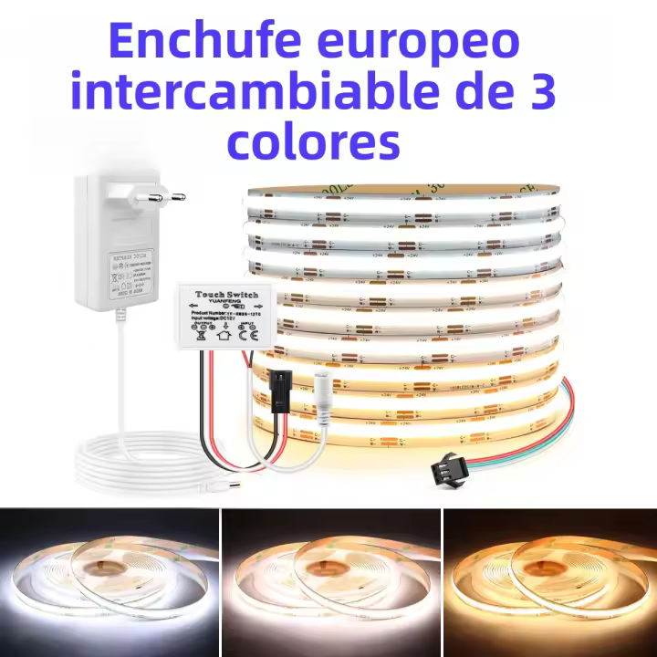 Tira De Luces LED COB 24V Con 608 LEDs/M Para Espejo De Baño Luz Retroiluminada Con Interruptor Táctil Modulable 2700K-4000K-6500K - 1