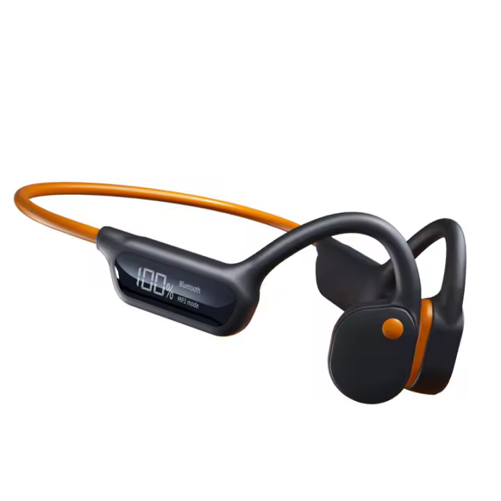 PORCHEDDU Auriculares de conducción sósea, Cascos de alta fidelidad con Bluetooth 5,3 + MP3, 32GB, IPX8, Imperables, Para Nación, con Pantalla LED - 1