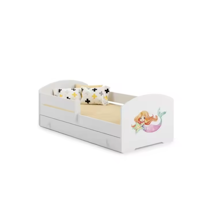 Cama de criança 160 x 80 com gaveta, colchão e estrado incluídos Kobi Luk Mermaid - 1