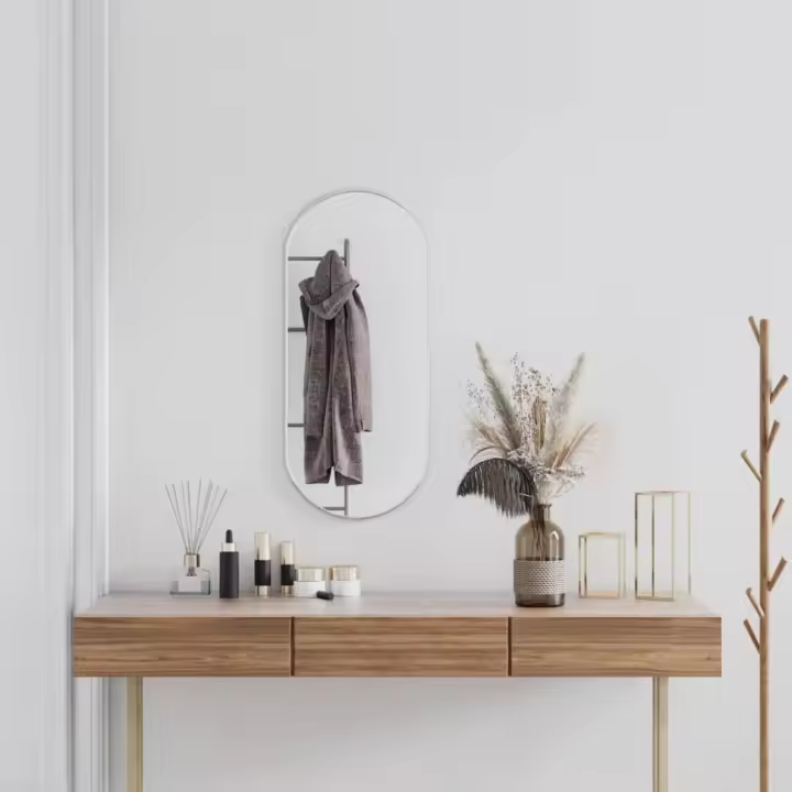 vidaXL Espejo de pared ovalado plateado 80x35 cm - 1