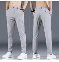Pantalones Casuales Para Hombre Verano 2024 Estilo Coreano Elásticos Rectos Ajustados Cómodos Trajes Negocios Verde Militar - details 27