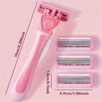 Afeitadora Manual Para Mujer Con 4 Placas De Acero Inoxidable Seguridad Para Piel Neutra Sin Energía Eléctrica Ni Recargable - details 2