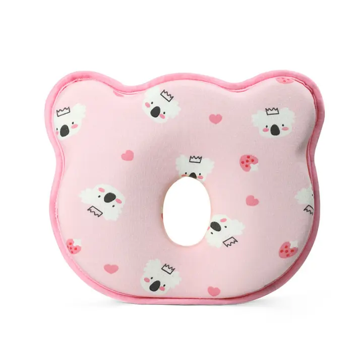 Almohada para bebé, viscoelástico, almohada para bebé, antiplagiocephaly, adecuada para recién nacidos de 0 a 12 meses, color rosa - 1