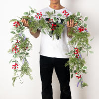 Guirnalda De Navidad Artificial De 180 Cm Con Hojas De Pino Falsas Y Bayas Rojas Decoración Para Casa Y Fiestas De Año Nuevo Planta Artificial De Vínculo Verde - details 1