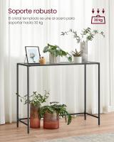 Mesa Consola con Tablero de Vidrio Templado y Patas Ajustables - Mesa de Entrada o Extremo del Sofá, Marco de Metal, Disponible en Dorado o Negro - details 10