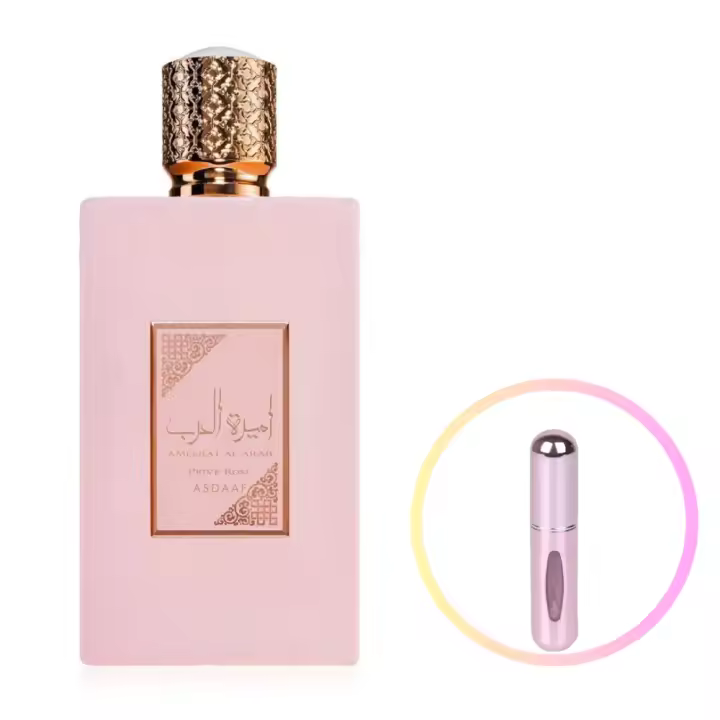 Perfume AMEERAT AL ARAB PRIVE ROSE Asdaaf 100ml +ATOMIZADOR 5ml Recargable GRATIS!  Para Mujer Perfume Árabe Original De Dubai Emiratos Árabes, oriental - 1