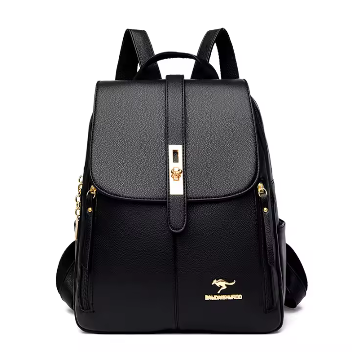 Mochilas de cuero de lujo para Mujer y Niña, Morral informal, Mochila Vintage Negra, mochilas escolares - 1
