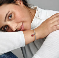 PANDORA Dije colgante de mariquita roja, pulseras de momentos compatibles, joyería para mujer, Esmalte, Circonita Cúbica - details 1