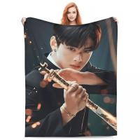 Manta Ultra Suave De Poliéster 100% Con Estampado De Flannel Cha Eun Woo Kpop Astro Multifuncional Para Sofá Coche Cama - details 0