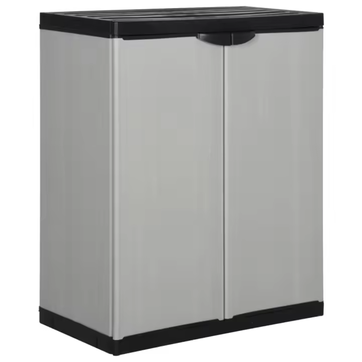 vidaXL Armario de jardín con 1 estante gris y negro 68x40x85 cm - 1