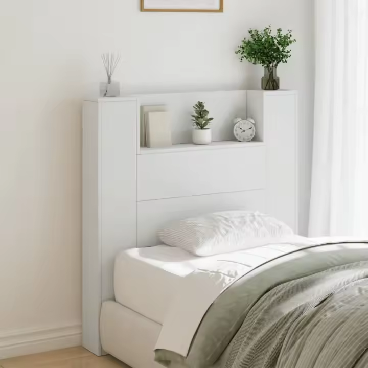 vidaXL Cabecero de cama con luz LED blanco 100x16,5x103,5 cm - 1