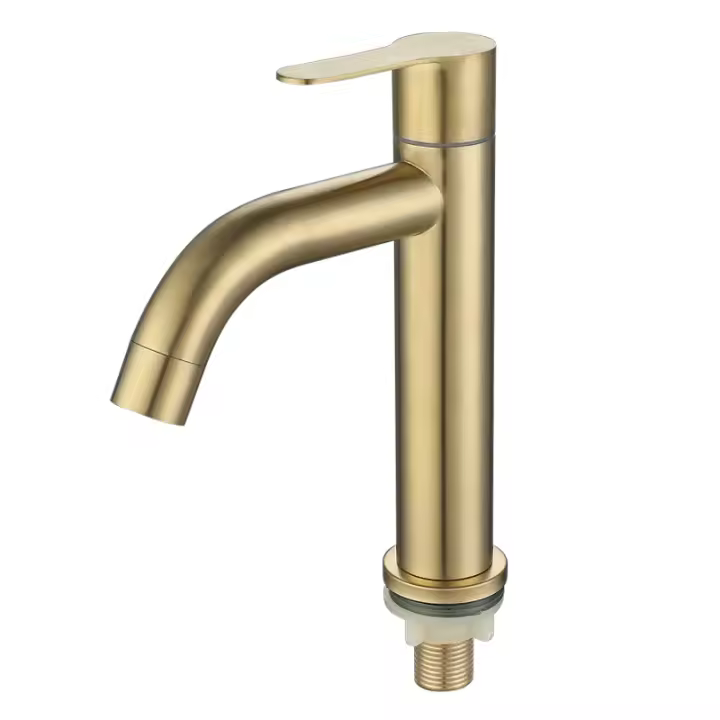 Grifo De Baño De Acero Inoxidable Dorado Pulido Montado En Pared Monohole Accesorios De Baño Monoflejo Para Lavabo Sin Agua Caliente - 1
