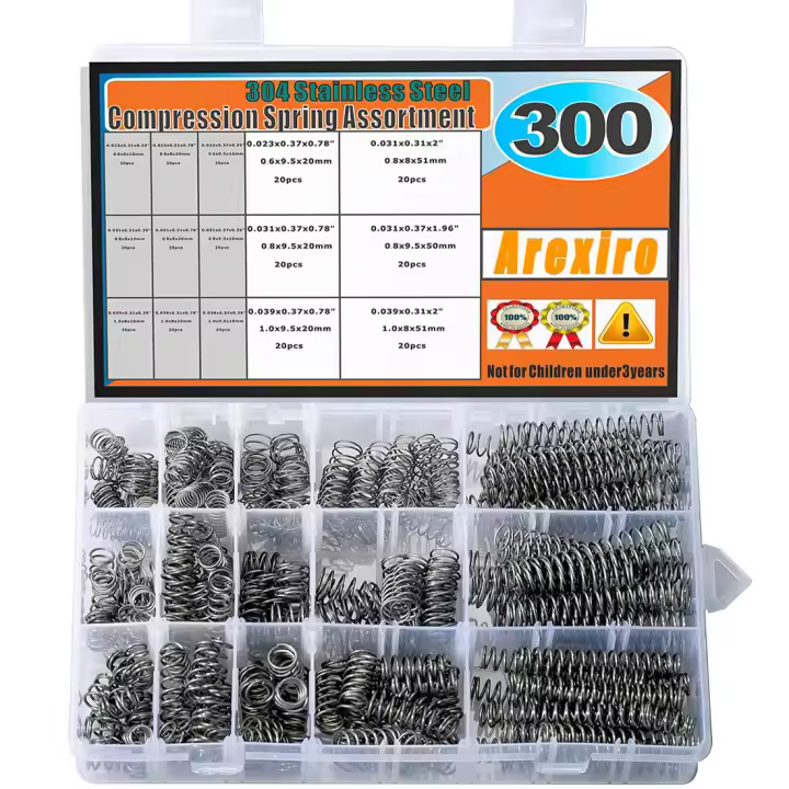 Kit De Springs De Compresión Pequeño 300Pcs Acero Inoxidable 304 15 Tamaños Longitud (0.39-2 Pulgadas/10mm-50mm) OD(8-9.5mm) Para Metalworking - 1