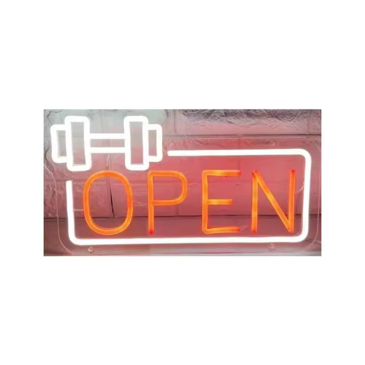 Letrero de Neón Abierto para Gimnasio, Decoración de Pared, Señalización Luminosa para Estudio de Fitness - 1