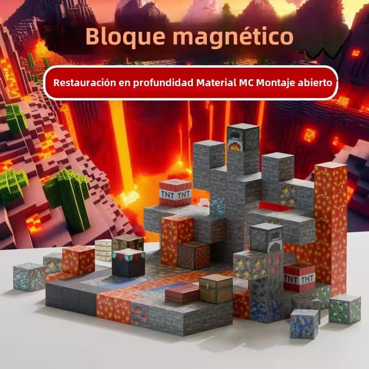 Bloques De Construcción Magnéticos Creativos Set De Escenas Famosas Del Mundo De Los Mineros Juguete Educativo Para Niños Regalo De Cumpleaños - 1