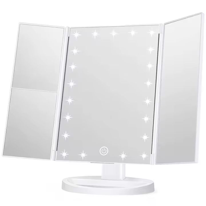 Espejo de Maquillaje LED Tríptico Wdruz Con Aumento Blanco - 1