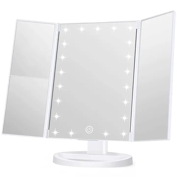 Espejo de Maquillaje LED Tríptico Wdruz Con Aumento Blanco - 1
