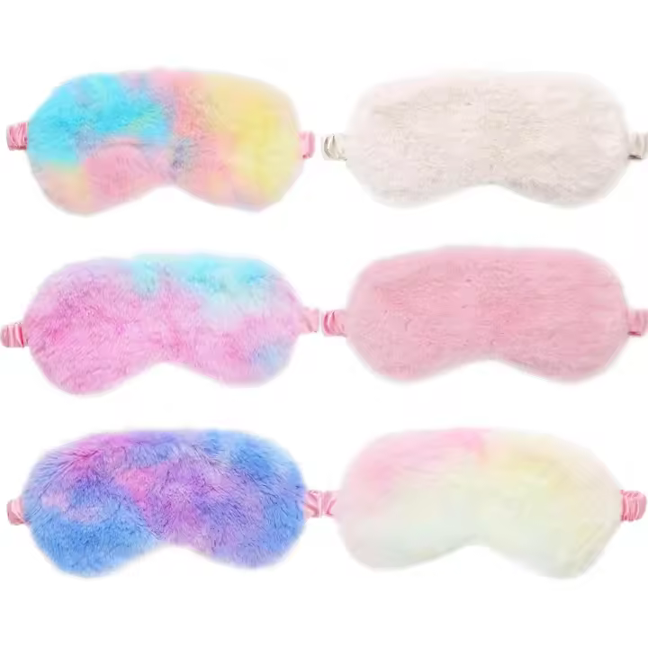 6 Pièces Masques De Sommeil En Peluche, Respirant Masque pour les Yeux de Sommeil de Nuit pour Enfant Adulte Sieste, Mignon Doux et Moelleux Voyager Masque de Sommeil pour Filles, Femme - 1