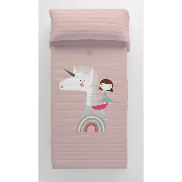 COLCHA BOUTI REVERSIBLE INFANTIL 100% ALGODÓN UNICORN PINK HACIENDO EL INDIO FABRICADO EN ESPAÑA - 1