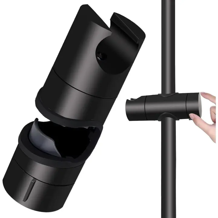 Soporte de ducha universal negro para barra de ducha de 18-25 mm, ABS sólido, versión mejorada, negro mate. - 1