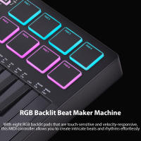 Teclado MIDI Controlador 25 Teclas Recargable Machine Maker De Pads De Toque RGB Con Engranajes Asignables Y Botones RGB Para Electrónica De Música - details 7