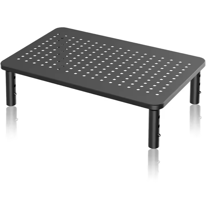 Soporte elevador para monitor de computadora, de metal, para computadoras portátiles, impresoras, notebooks y todas las pantallas planas de TV con plataforma ventilada, altura ajustable en 3 niveles - 1