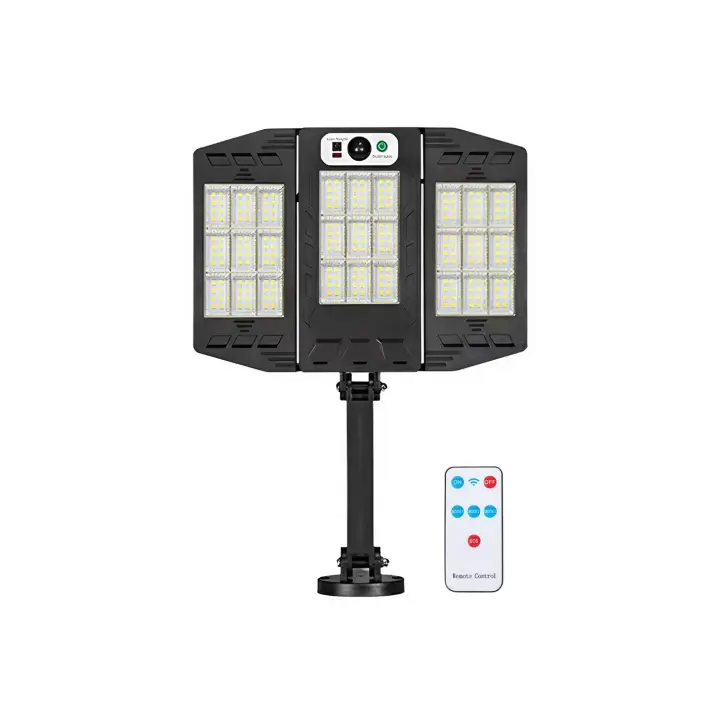 Mediawave tienda mini lámpara de calle solar 3 paneles integrados 216 LED faro luz blanca y Control remoto - 1